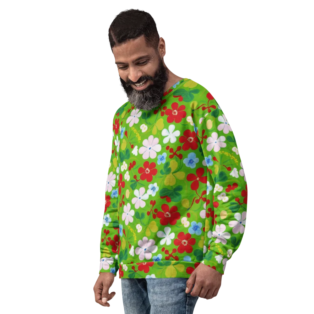 Verdant Gardenia on Sweatshirt — Left Front