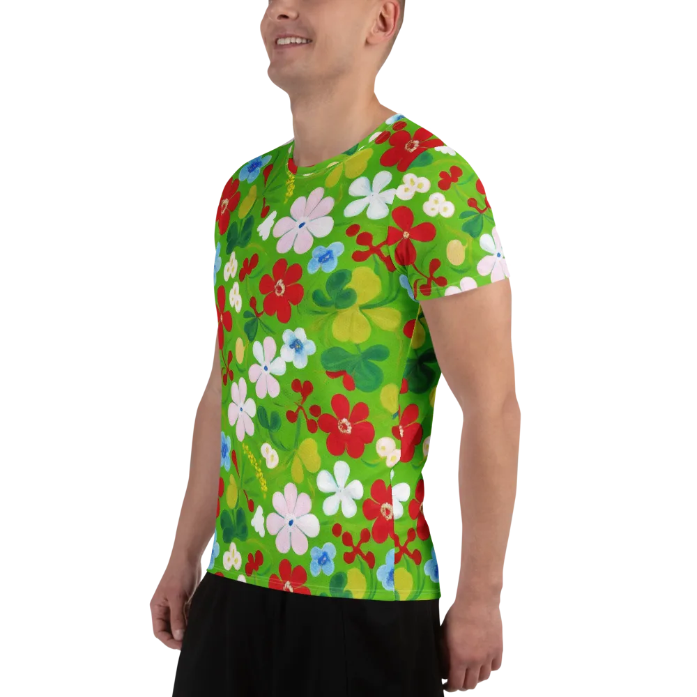 Verdant Gardenia on Men's Athletic T-Shirt — Left