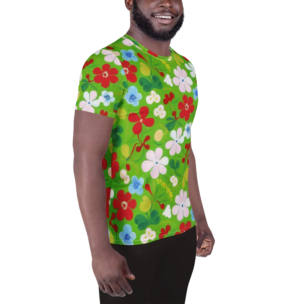Verdant Gardenia on Men's Athletic T-Shirt — Right