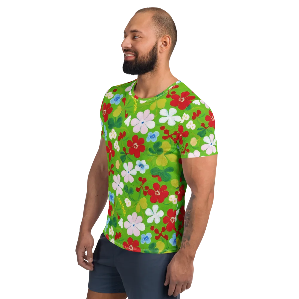 Verdant Gardenia on Men's Athletic T-Shirt — Left