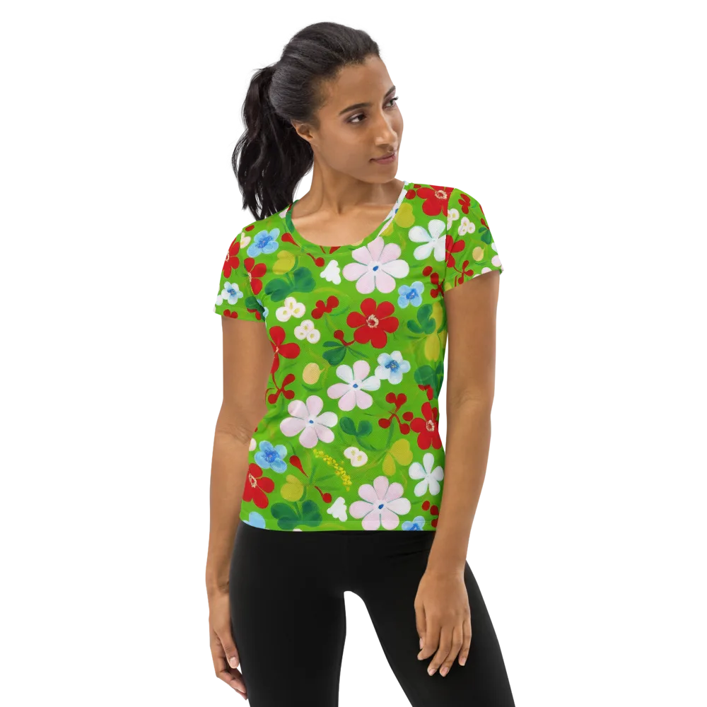 Verdant Gardenia on Women's Athletic T-Shirt — Front
