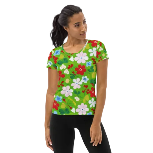 Verdant Gardenia on a Women's Athletic T-Shirt