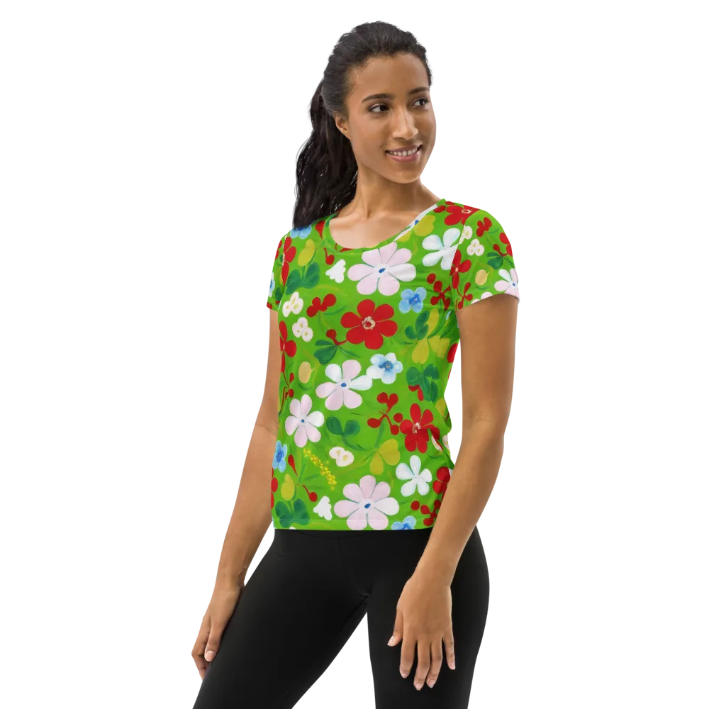 Verdant Gardenia on Women's Athletic T-Shirt — Left