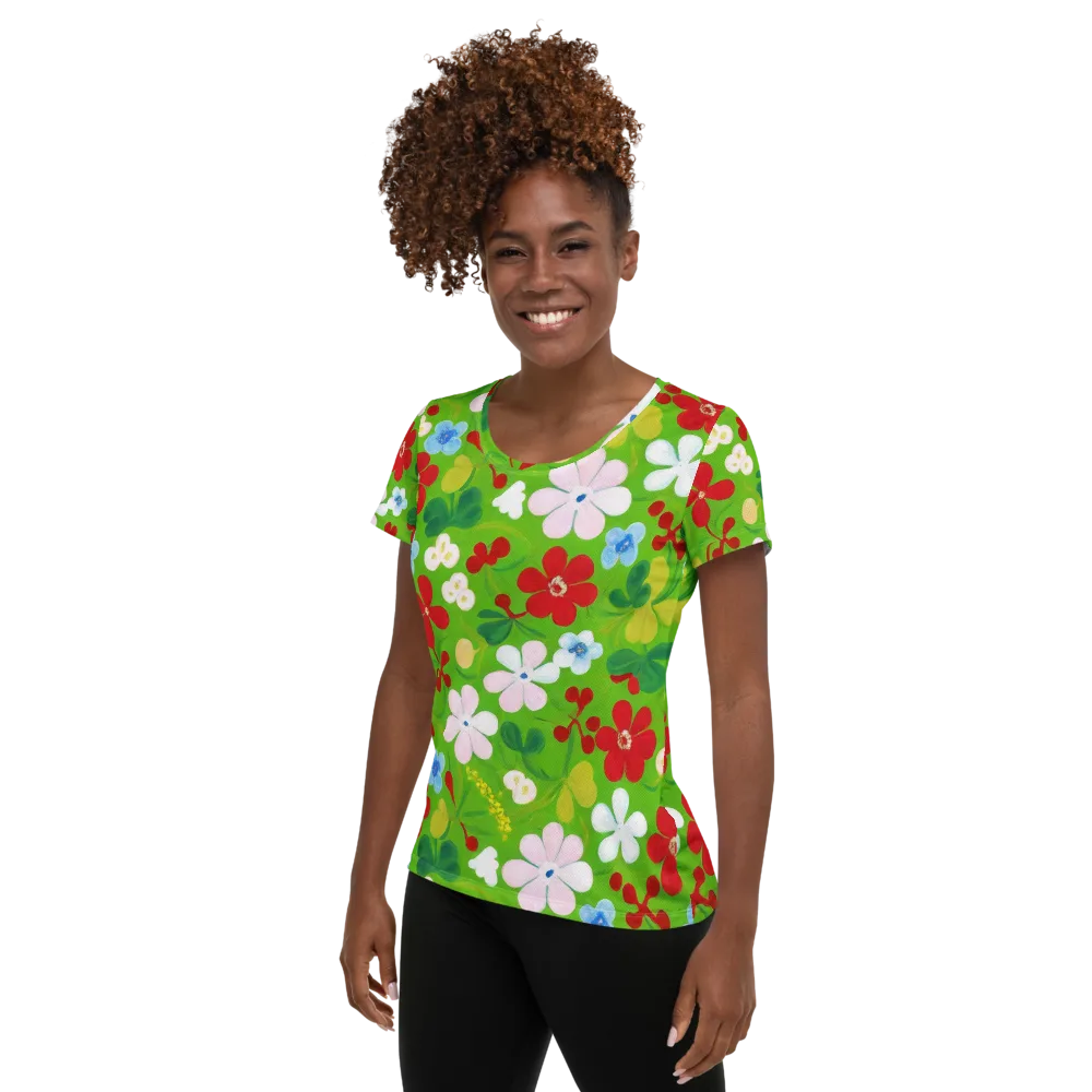 Verdant Gardenia on Women's Athletic T-Shirt — Left