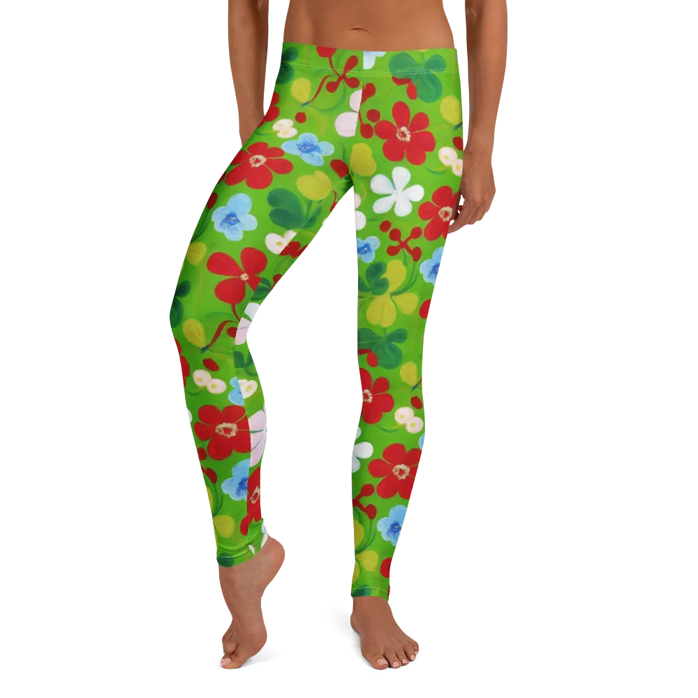 Verdant Gardenia on Leggings — Front