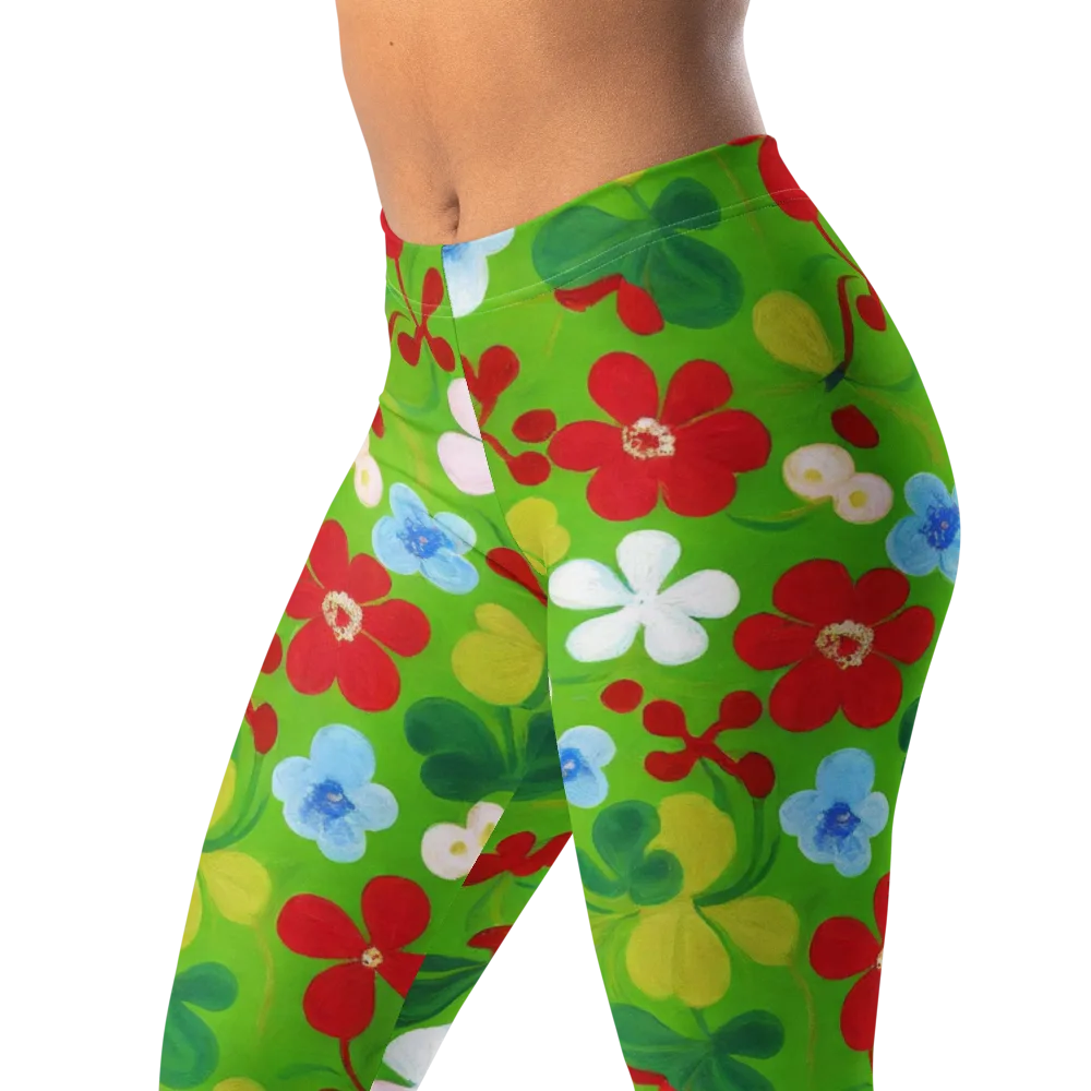 Verdant Gardenia on Leggings — Left Front