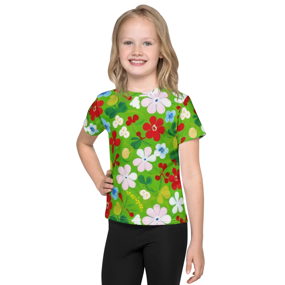 Verdant Gardenia on Kids Crew Neck T-Shirt — Front
