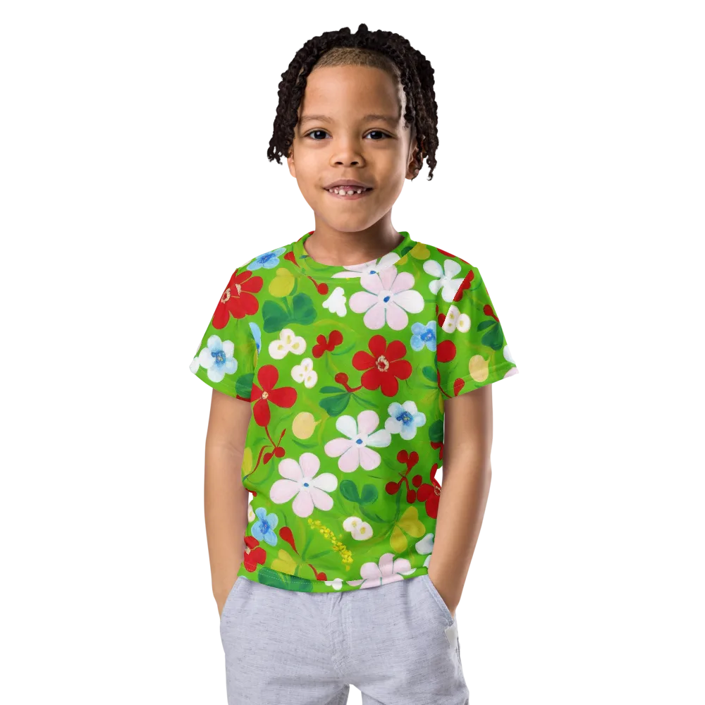 Verdant Gardenia on Kids Crew Neck T-Shirt — Front