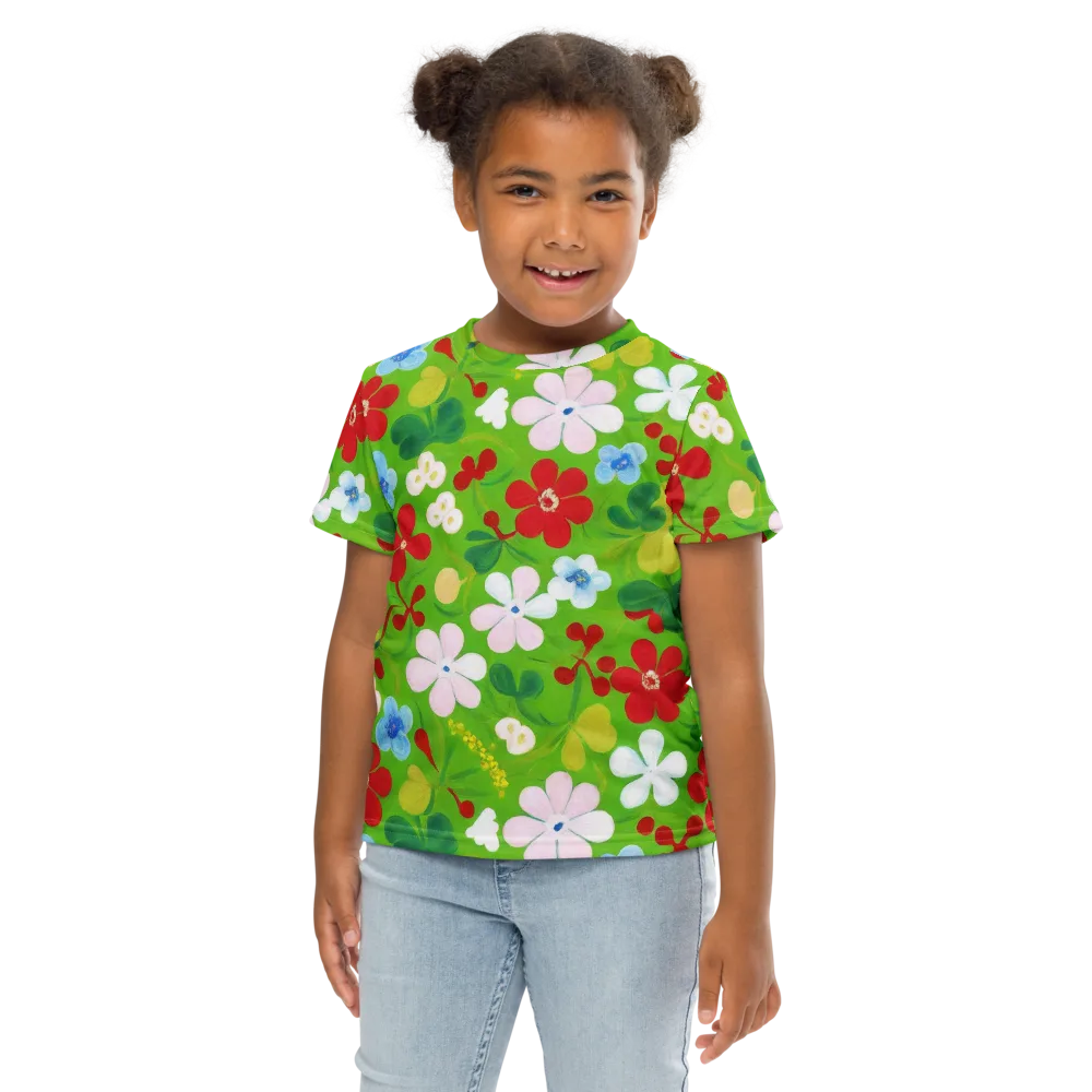 Verdant Gardenia on Kids Crew Neck T-Shirt — Front