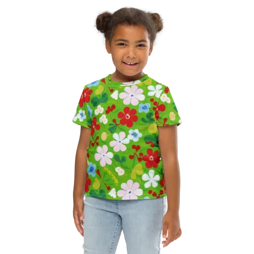 Verdant Gardenia on a Kids Crew Neck T-Shirt