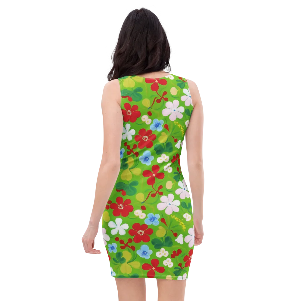 Verdant Gardenia on Bodycon Dress — Back