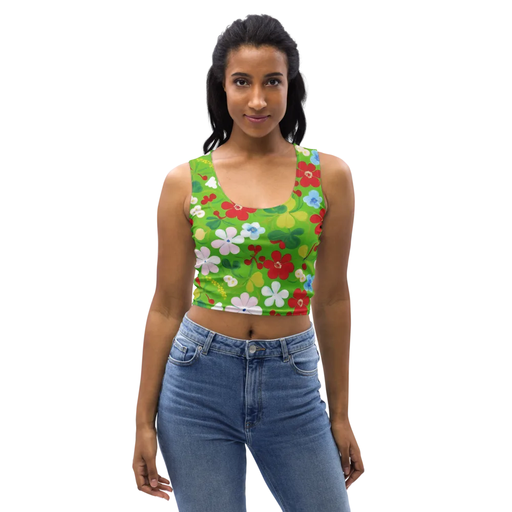 Verdant Gardenia on Crop Top — Front