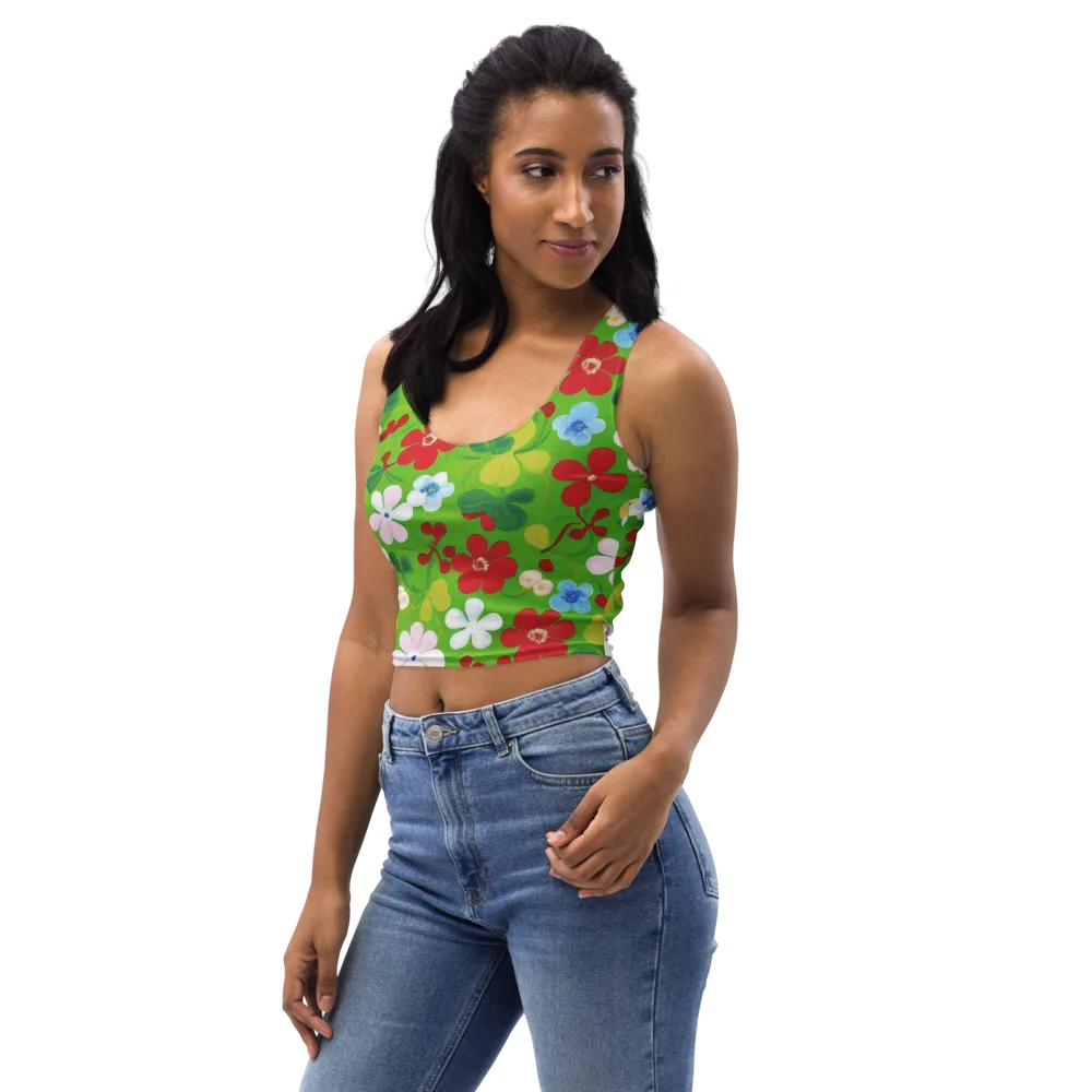 Verdant Gardenia on Crop Top — Left Front