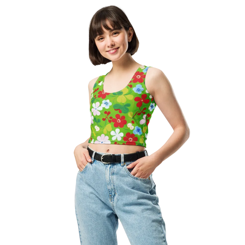 Verdant Gardenia on Crop Top — Front