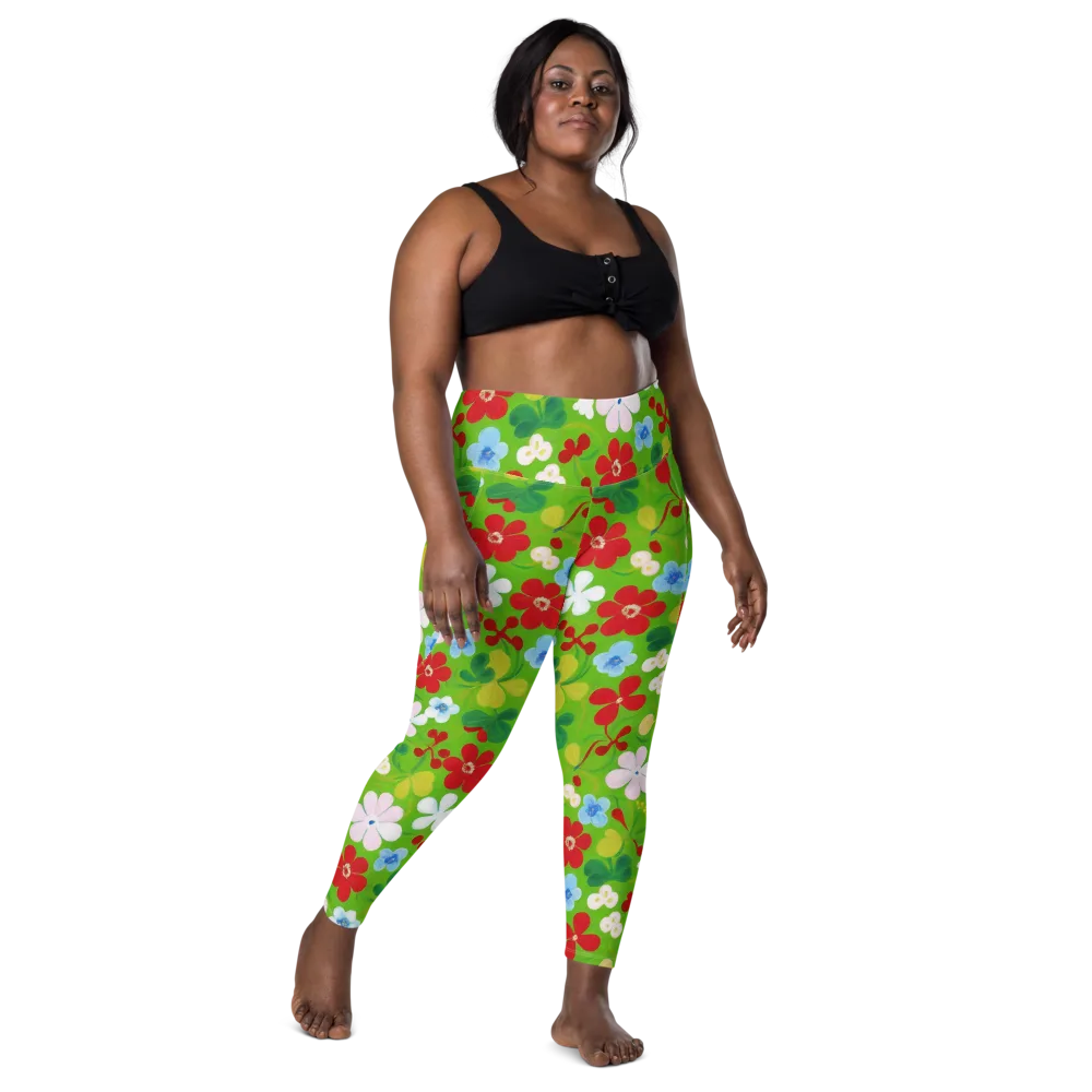 Verdant Gardenia on Leggings with Pockets — Front