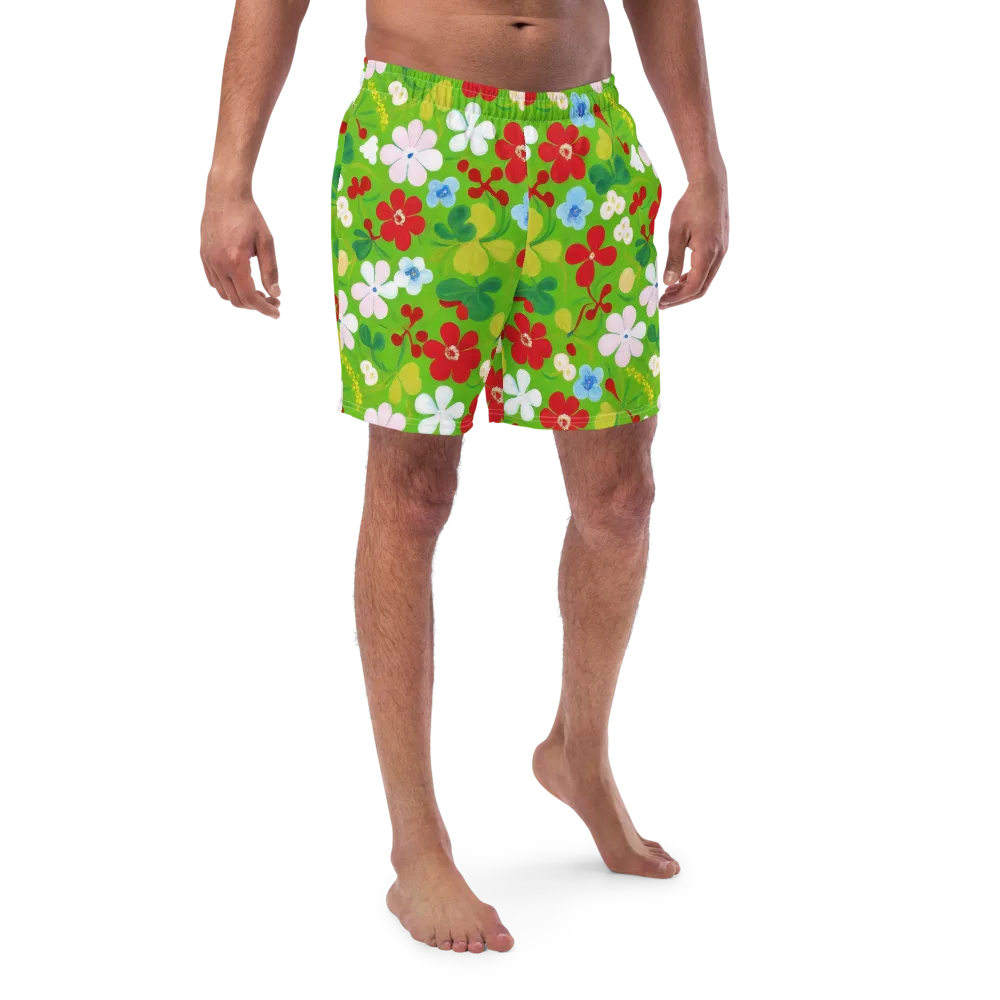 Verdant Gardenia on Swim Trunks — Front