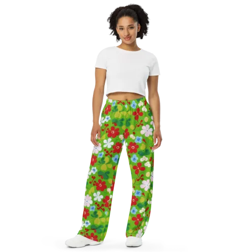 Verdant Gardenia on a Wide-Leg Pants