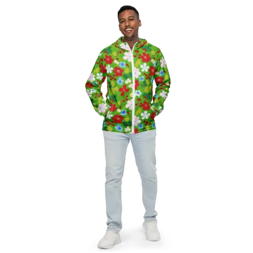 Verdant Gardenia on a Men's Windbreaker