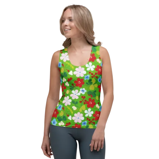 Verdant Gardenia on a Women's Tank Top