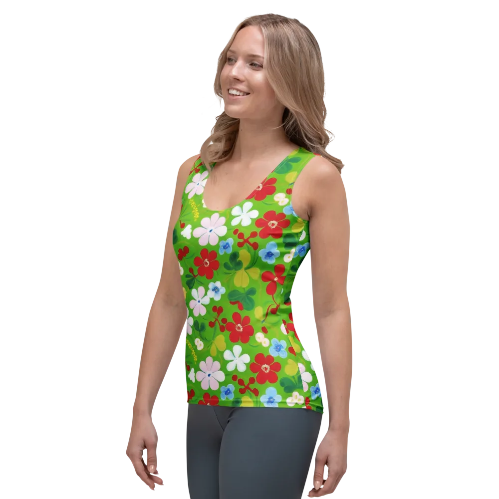 Verdant Gardenia on Women's Tank Top — Left Front