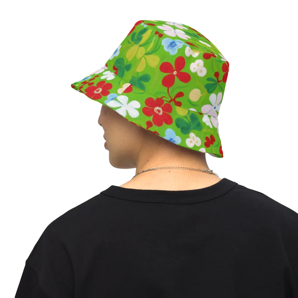 Verdant Gardenia on Reversible Bucket Hat — Back Inside