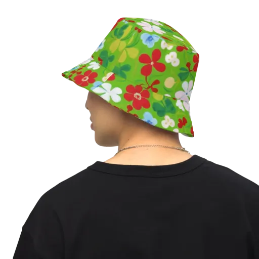 Verdant Gardenia on a Reversible Bucket Hat
