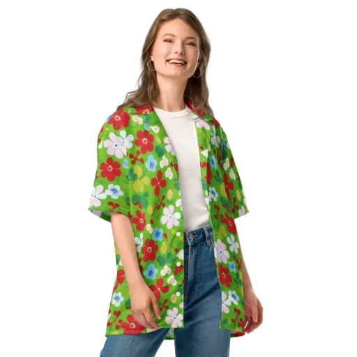 Verdant Gardenia on a Button Shirt