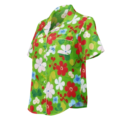 Verdant Gardenia on a Women's Short Sleeve Pajama Top
