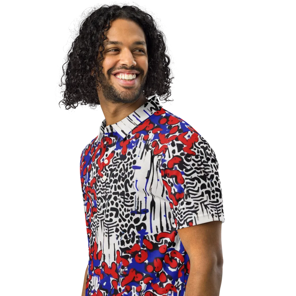 Redline Carnival on Men's Slim Fit Polo Shirt — Left Front