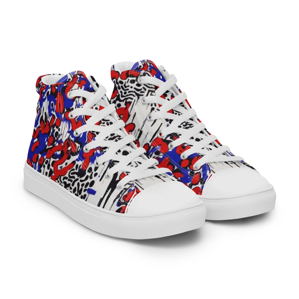 Redline Carnival on Men's High Top Canvas Shoes — Right Front