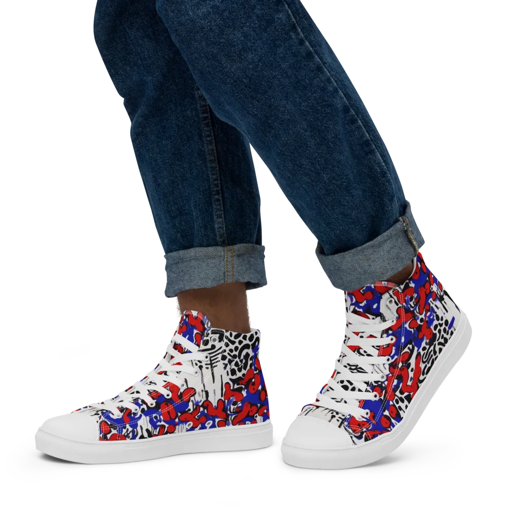 Redline Carnival on Men's High Top Canvas Shoes — Left