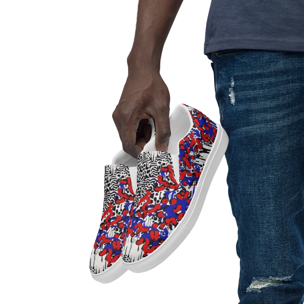 Redline Carnival on Men's Slip-On Canvas Shoes — Left Front