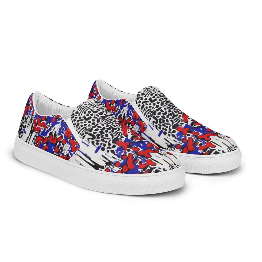 Redline Carnival on Women's Slip-On Canvas Shoes — Right Front