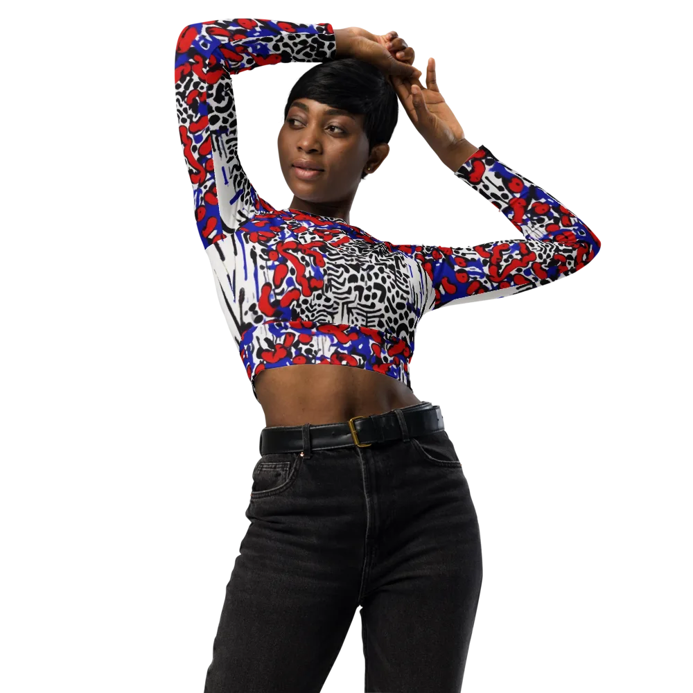 Redline Carnival on Long Sleeve Crop Top — Front
