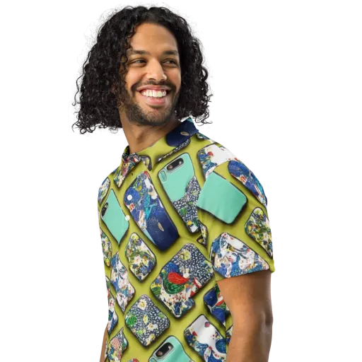 Neon Carryall on a Men's Slim Fit Polo Shirt