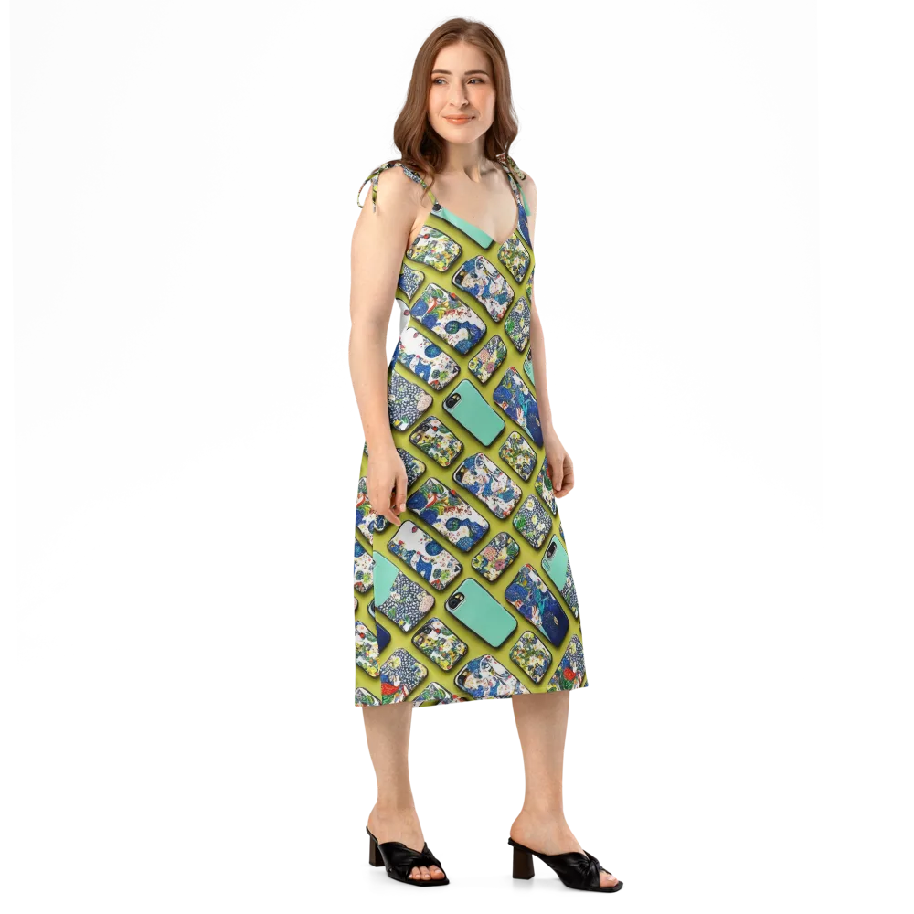 Neon Carryall on Slip Dress — Right Front