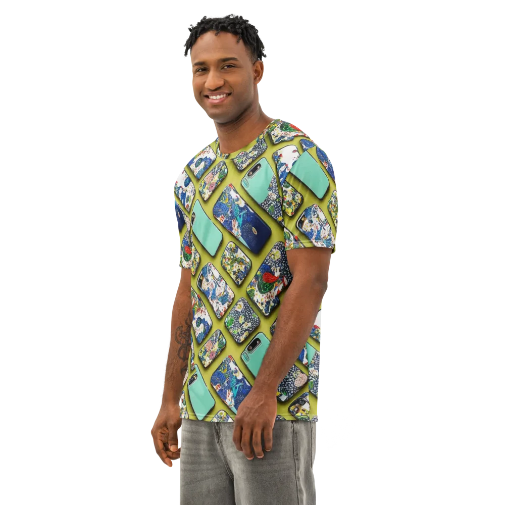 Neon Carryall on Men's Cotton Crew Neck T-Shirt — Left Front