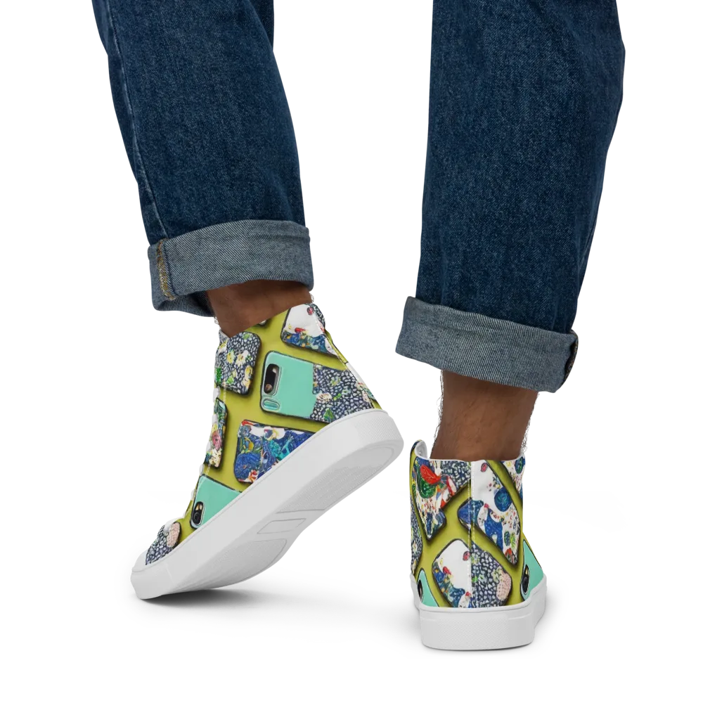 Neon Carryall on Men's High Top Canvas Shoes — Back