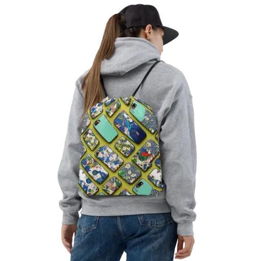 Neon Carryall on a Drawstring Bag