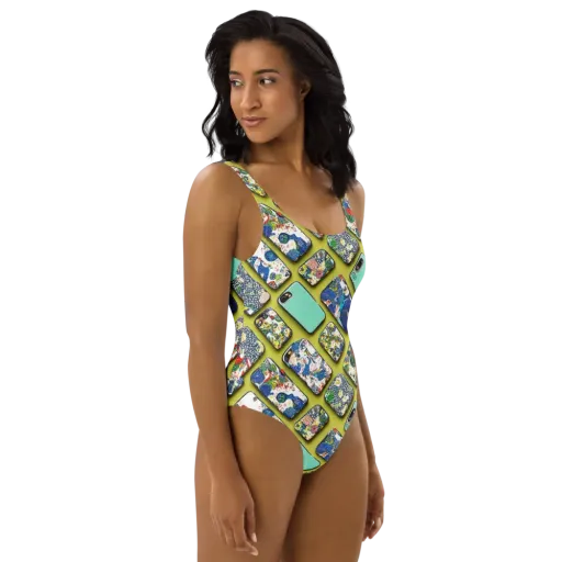 Neon Carryall on a One-Piece Swimsuit
