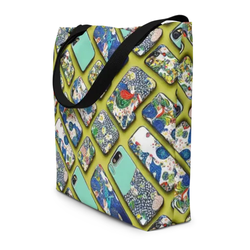 Neon Carryall on a Large Tote Bag W/ Pocket