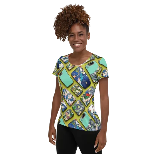 Neon Carryall on a Women's Athletic T-Shirt