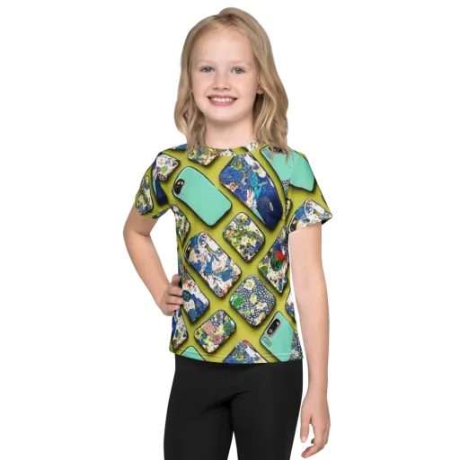 Neon Carryall on a Kids Crew Neck T-Shirt