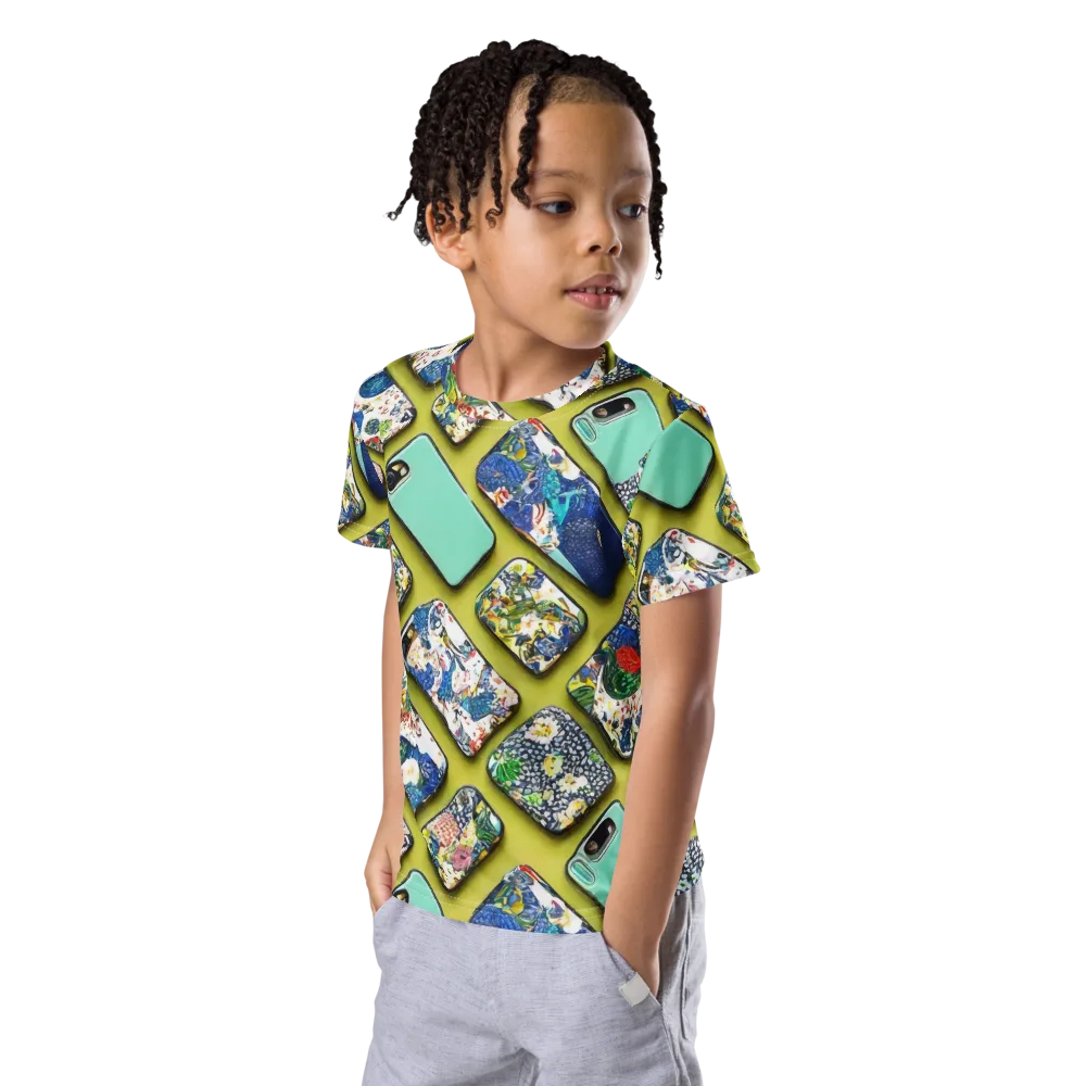 Neon Carryall on Kids Crew Neck T-Shirt — Left Front