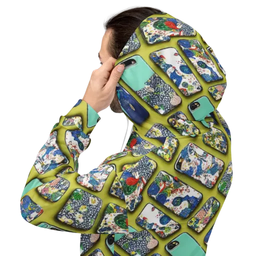 Neon Carryall on a Hoodie