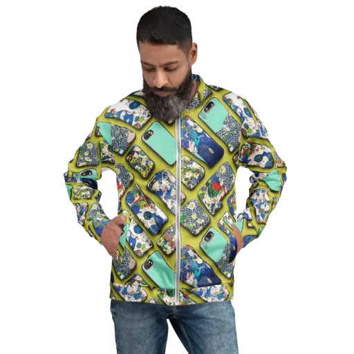 Neon Carryall on a Bomber Jacket