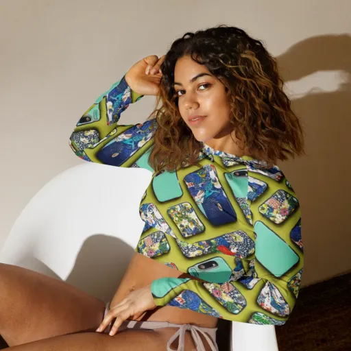 Neon Carryall on a Long Sleeve Crop Top
