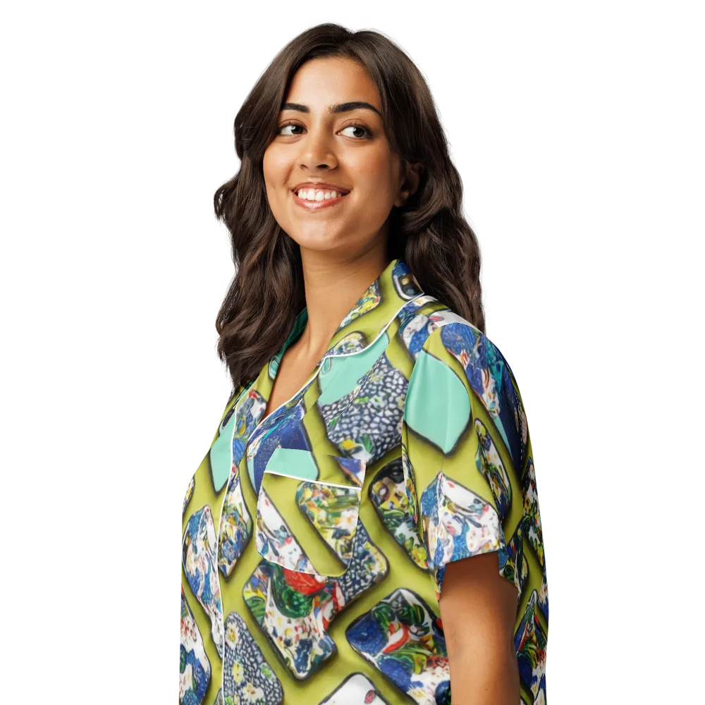Neon Carryall on Women's Short Sleeve Pajama Top — Left Front