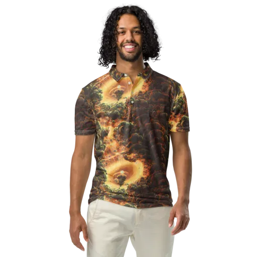 Volcanic Cascade on a Men's Slim Fit Polo Shirt