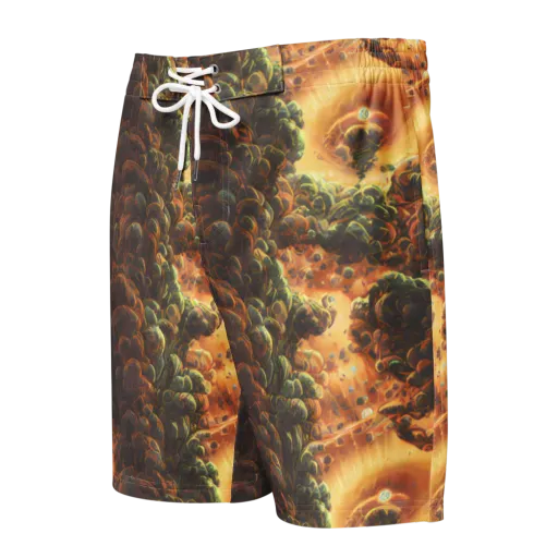 Volcanic Cascade on a Men's Board Shorts